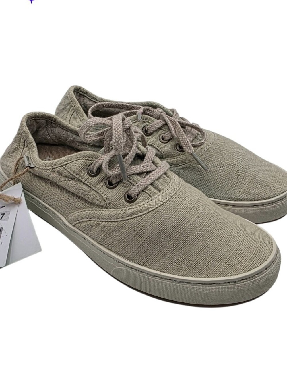 Sanuk Avery Lace Womens Size 7 Tan Beige Hemp Sneakers Shoes Support Slip On NWT